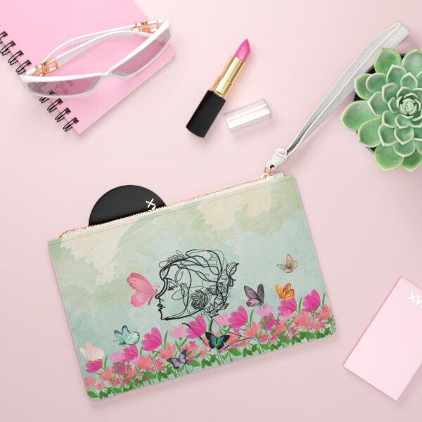 Pastel Woman Line Art & Flower Design - Feminine Purse Clutch Bag - Jaylorna