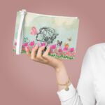 Pastel Woman Line Art & Flower Design - Feminine Purse Clutch Bag - Jaylorna
