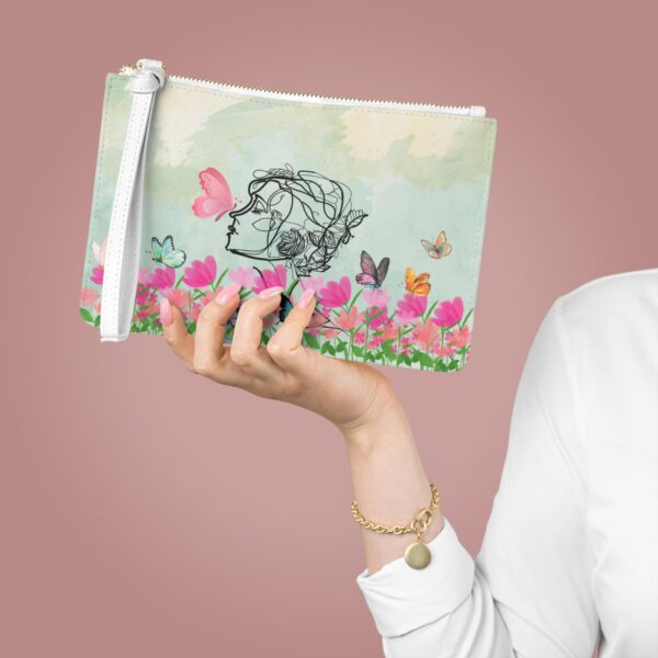 Pastel Woman Line Art & Flower Design - Feminine Purse Clutch Bag - Jaylorna