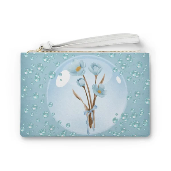 Ocean Bubble Blue Floral Design - Feminine Purse Clutch Bag - Jaylorna