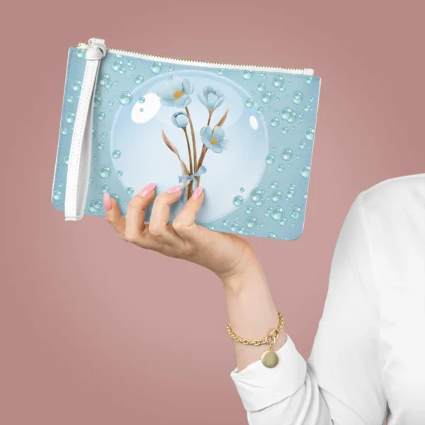Ocean Bubble Blue Floral Design - Feminine Purse Clutch Bag - Jaylorna