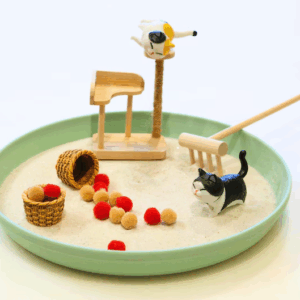 Jaylorna Mini Pet Buddies Cat Lover Gift & Office Desk Decor - Mini Zen Gardens