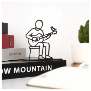 Jaylorna 3D Guitar Player Sculpture With Bird Printed On Demand - Customized Line Art Figure