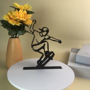 Jaylorna 3D Personalized Skateboarder Silhouette Printed On Demand - Customized Line Art Figure