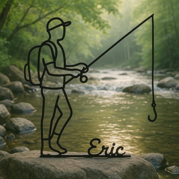 Jaylorna 3D Fishing Statue Printed On Demand - Customized Line Art Figure - Image 2
